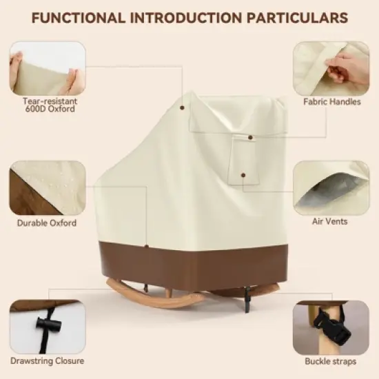 Topteng Rocker Chair Cover Waterproof Patio Outdoor image {5}