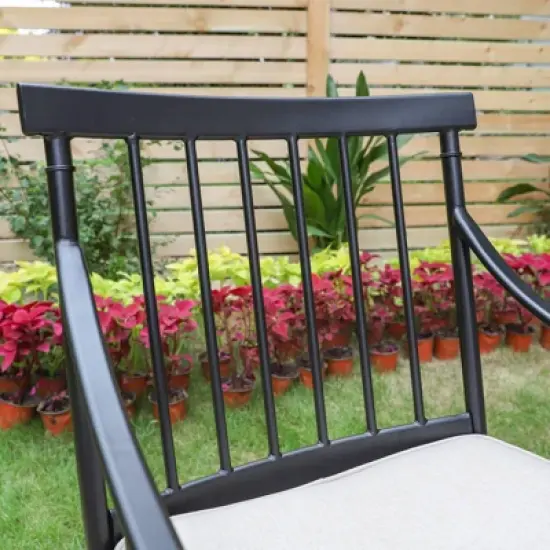 2pk Outdoor Steel Arm Chairs with Cushions - Captiva Designs image {5}