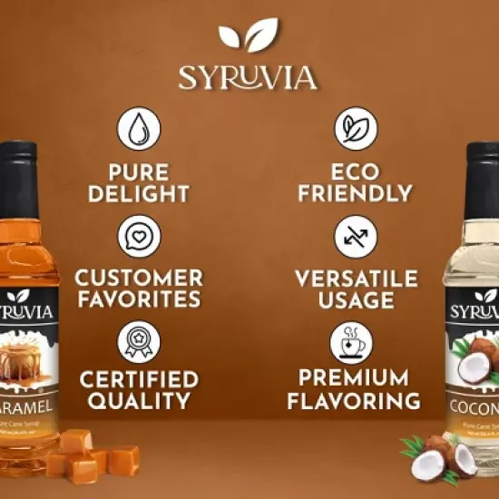 Syruvia Coffee Flavors Variety Pack: Caramel & Coconut 25.4 fl oz Syrup image {4}