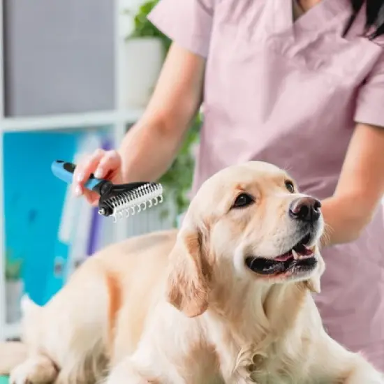 BOSHEL Undercoat Rake For Dogs - Premium Double Sided Dog Grooming Brush - Dog Deshedding Brush - Dematting Comb For Dogs image {6}