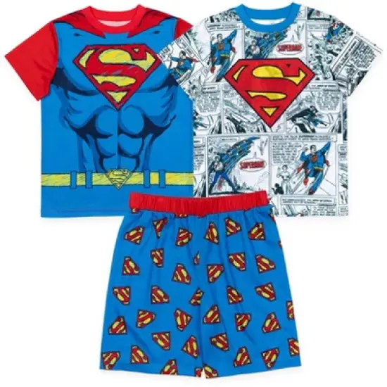 DC Comics Justice League Superman Cosplay Pajama Shirts and Shorts Blue/Red/White  image {10}