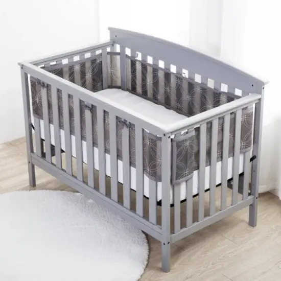 BreathableBaby Breathable Mesh Crib Liner - Deluxe Embroidered Collection - Gray Links image {1}