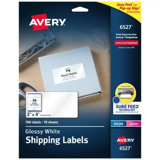 Avery Shipping Labels, Glossy White, 2" x 4", 100 Total (6527) image {9}