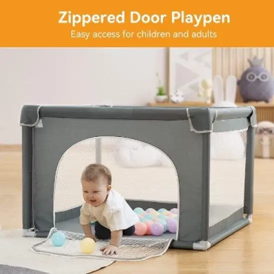 GOTGELIF 36"x36" 4-Panel Baby Playpen Spacious & Secure Portable Playard image {2}