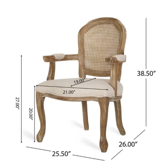 2pk Mina French Country Wood and Cane Upholstered Dining Chairs - Christopher Knight Home image {10}