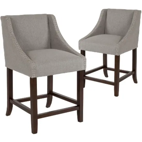 Flash Furniture Carmel Series 24" High Transitional Wood Counter Height Stool with Accent Nail Trim, Set of 2 image {13}