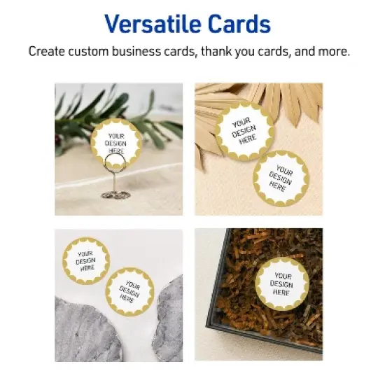 Avery&reg; Cards, 2" Diameter, Gold Dots Edge, Matte White, 120ct image {5}