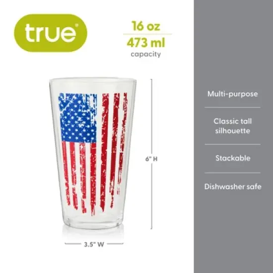 True Vertical Flag Pint Glass, Beer Glasses for Independence Day, Memorial Day, Versatile Drinkware for Beers, Perfect Gifts for Men, 16 oz, Set of 1 image {2}