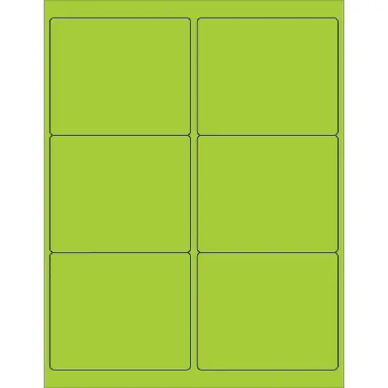 Tape Logic Rectangle Laser Labels 4" x 3 1/3" Fluorescent Green 600/Case (LL180GN) image {1}