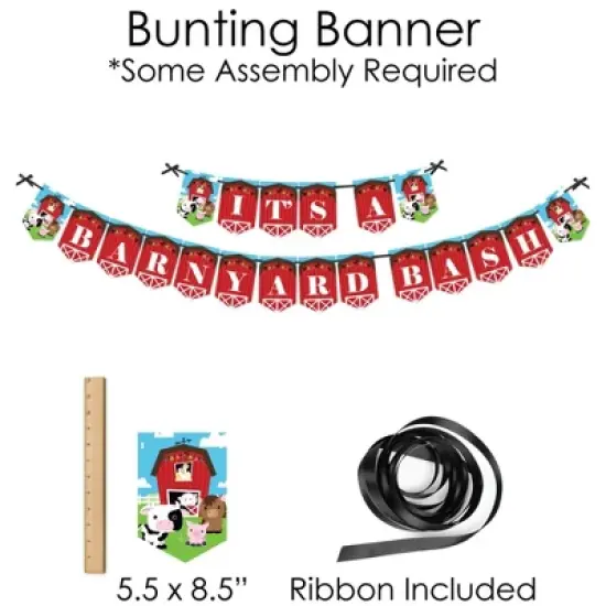 Big Dot of Happiness Farm Animals - Banner and Photo Booth Decorations - Barnyard Baby Shower or Birthday Party Supplies Kit - Doterrific Bundle image {3}