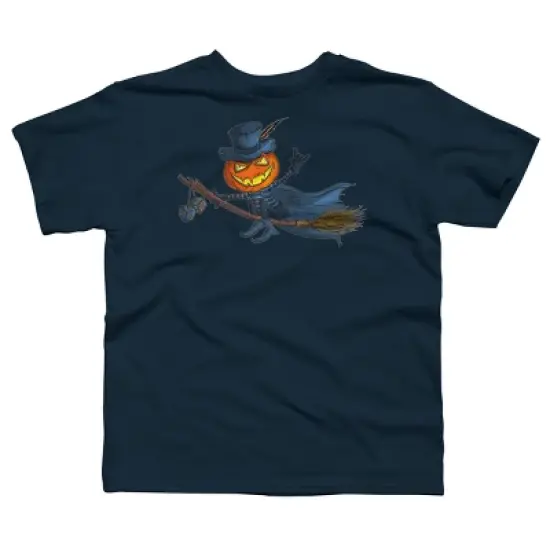 Boy's Design By Humans Halloween flying pumpkin By officegeekshop T-Shirt image {4}