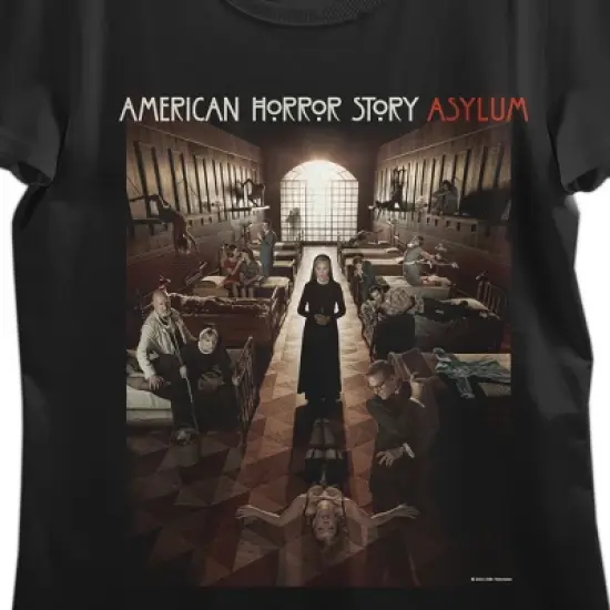 American Horror Story Asylum Poster Art Crew Neck Short Sleeve Black Women&rsquo;s T-shirt image {1}