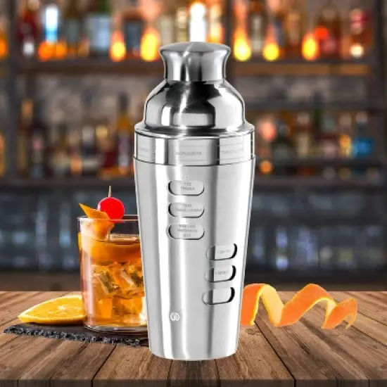 Oggi 23oz Dial a Drink Cocktail Shaker Stainless Steel: Hand Wash, 10" Height, 23oz Capacity, Silver, 3.75" Width & Depth image {2}