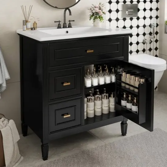 Whisen 30" Bathroom Vanity with Sink, 3 Drawers & Adjustable Shelf image {1}