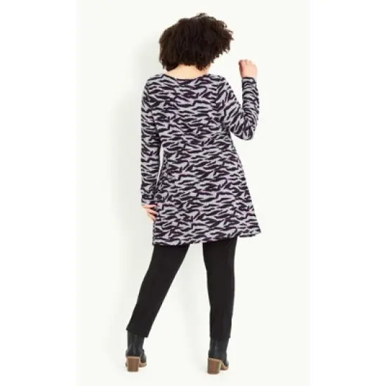 Women's Plus Size Zebra Tunic - purple | EVANS image {1}