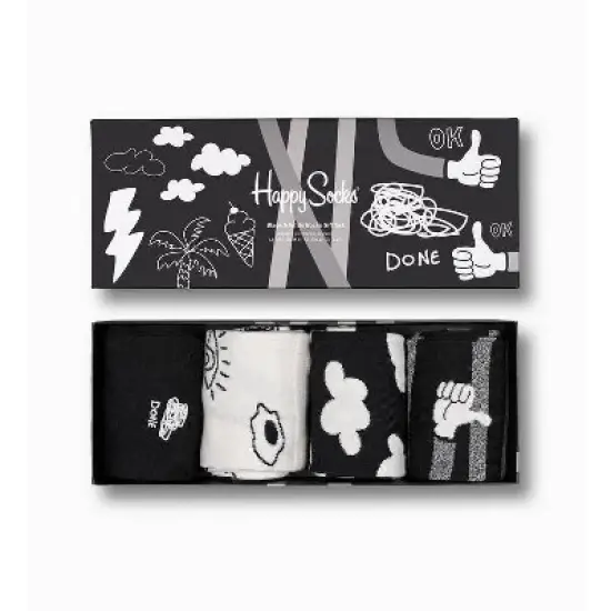 Happy Socks Adult 4pk Black and White Socks Gift Set image {7}