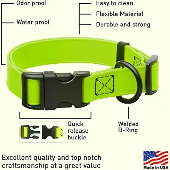 Dogline Biothane Waterproof Collar with QR Buckle Lime Green image {1}