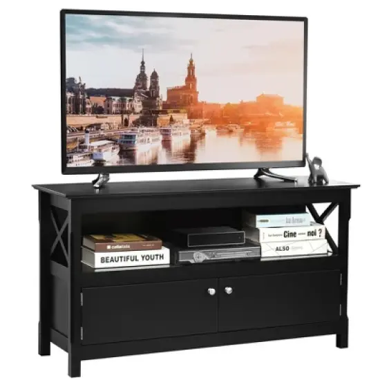 Costway Free Standing TV Cabinet Wooden Console TV Media Entertainment image {11}