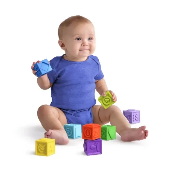 Bright Starts Kaleido Cubes 9pk Stack and Squeeze Baby Bath Toy Blocks image {10}
