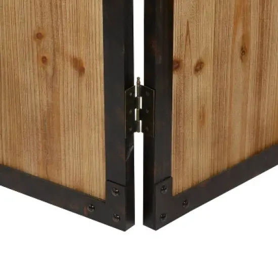 Farmhouse Carved Wood Panel Room Divider Screen Brown - Olivia & May image {2}
