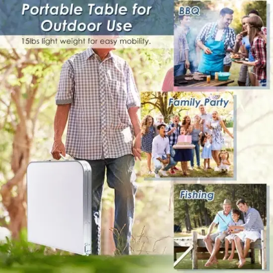 Costway Adjustable Camping Table Aluminum w/ Storage Organizer Grey/Dark Blue image {4}