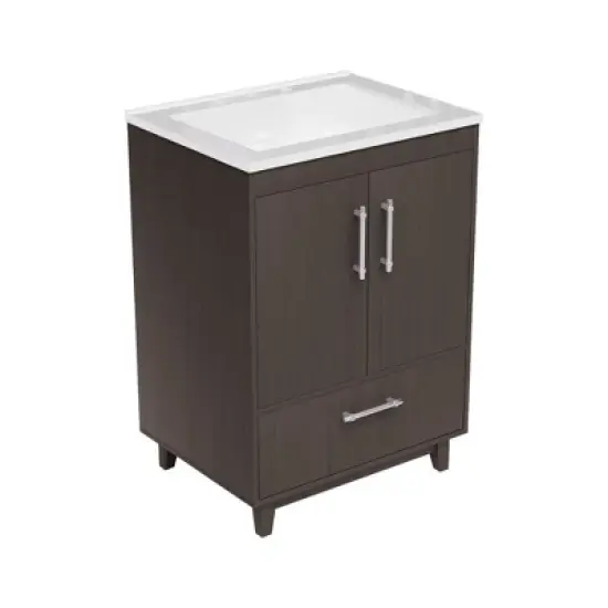 Hyleory 25" Modern Bathroom Vanity With Ceramic Basin, Undermount Sink Cabinet, Free Standing Storage Cabinet With Sink Combo Set image {13}