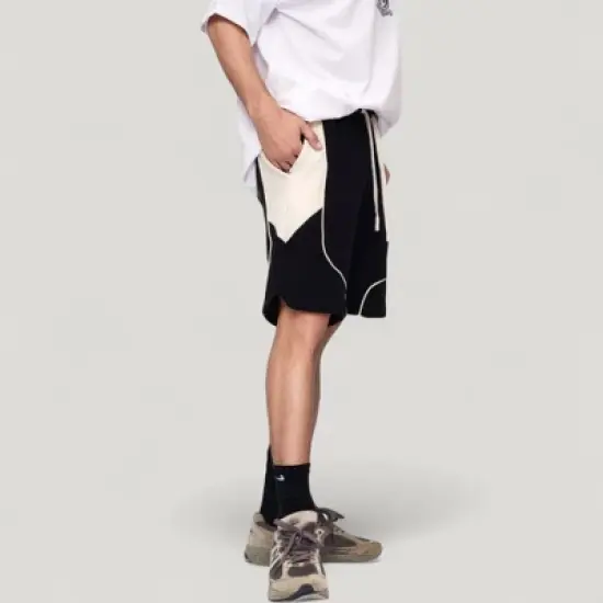 Anna-Kaci Active Men's Colorblock Drawstring Waist Relaxed Fit Casual Shorts with Side Pockets image {1}