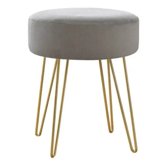 16" Round Upholstered Ottoman with Hairpin Metal Legs - EveryRoom image {7}