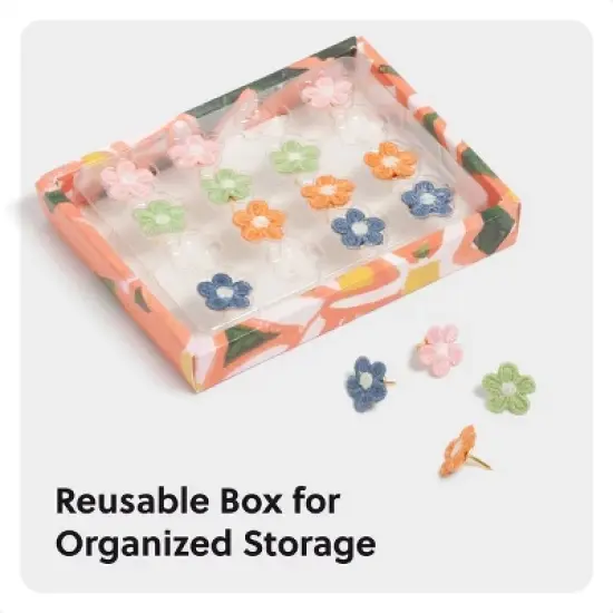 U Brands 16ct Small Embroidered Floral Push Pins Artist Touch image {5}