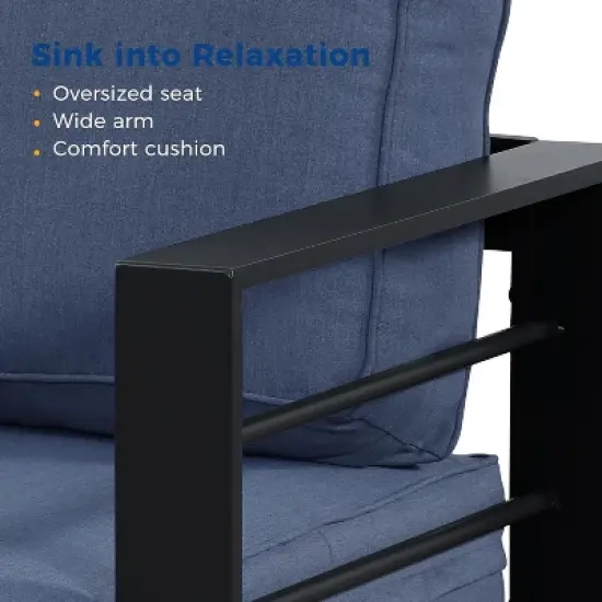 Heynemo Aluminum Outdoor Patio Furniture Set, Outdoor Sectional Metal Sofa with 5'' Cushion & Coffee Table for Balcony, Garden image {3}