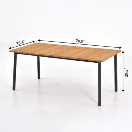 Wooden Outdoor Dining Set with Metal Base 7 Piece Patio Furniture image {5}