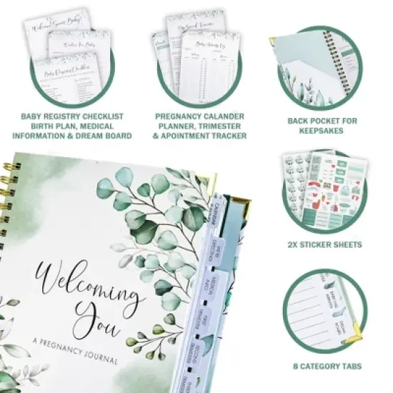 Pregnancy Journal and Memory Book with Stickers and Keepsake Pocket - Lovely Gift for First Time Moms image {3}