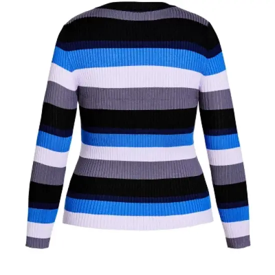 Women's Plus Size 70s Stripe Sweater - blue | CCX image {5}