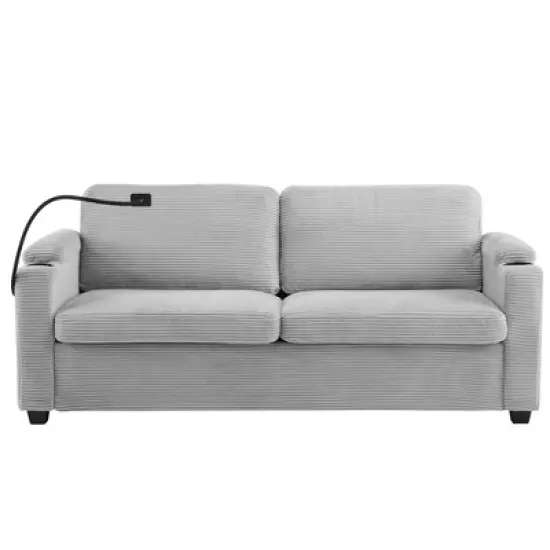 GlasFlength Seating Sets, Versatile Striped Sectional, Ideal for Entertaining, Classic and Comfortable, Gray, 72.8"*30.7"*33" image {2}