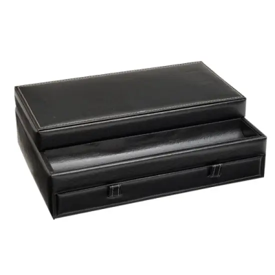 Juvale Faux Leather Dresser, Organizer & Valet Tray for Watches and Jewelry, Black, 12.6 x 9 x 4 in image {6}