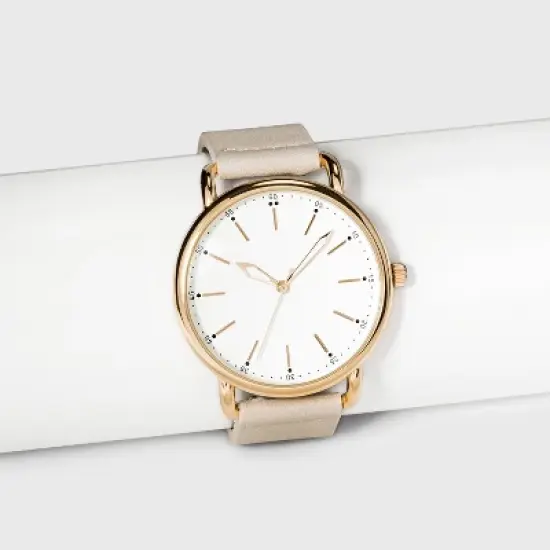 Women's Strap Watch with Changeable Straps - A New Day&trade; Beige/Navy/Gray image {1}