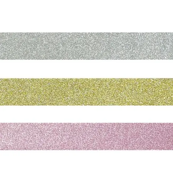 Wrapables Glitter and Shine Washi Tapes Decorative Masking Tapes (Set of 3), Solid Glitter Pastel image {2}