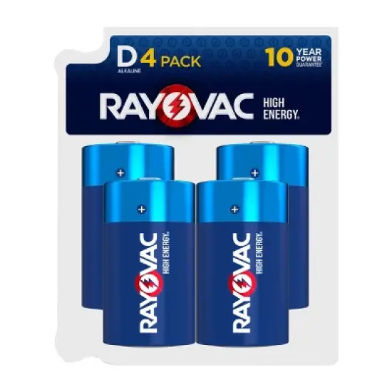 Rayovac High Energy D Batteries 4pk - Alkaline Battery: Household Single-Use image {6}