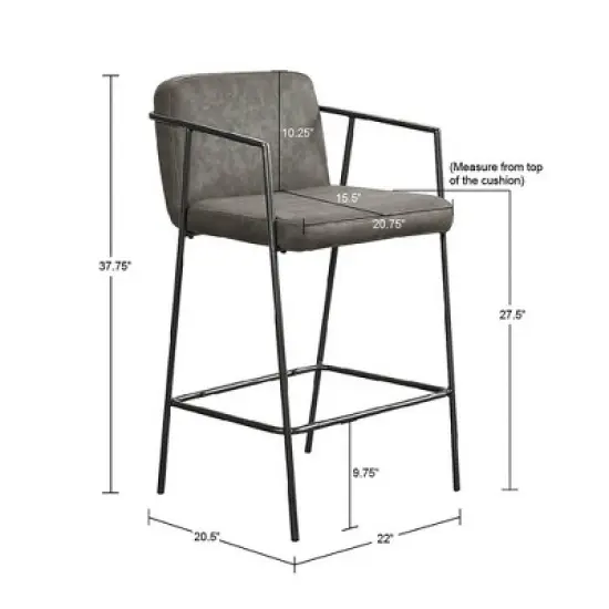 Burke Faux Leather Counter Height Barstool with Metal Frame Brown - Madison Park image {8}