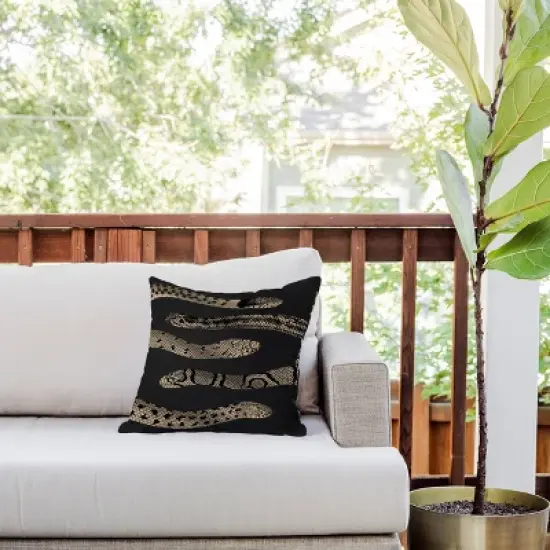 Deny Designs Emanuela Carratoni Vintage Snake Square Outdoor Throw Pillow Black/Gold image {1}