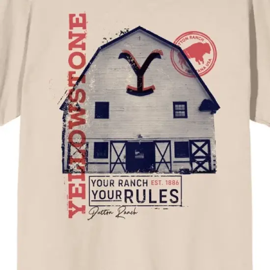 Yellowstone Your Ranch Your Rules Crew Neck Short Sleeve Women's Natural T-shirt image {1}