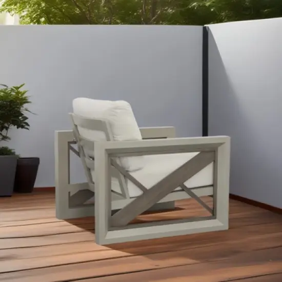 Christopher Knight Home Myra Outdoor Modern Powder Coated Aluminum Geometric Pattern Club Chair with Water Resistant Cushions image {2}