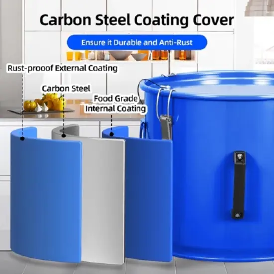 Fryer Grease Bucket 10 Gal Oil Disposal Caddy Steel Fryer Oil Bucket with Rust-Proof Coating Lid Lock Clips Filter Bag Oil Transport Container image {2}