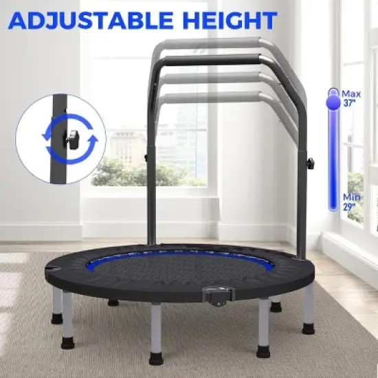 Ainfox Compact Fitness Trampoline with Adjustable Handlebar image {1}