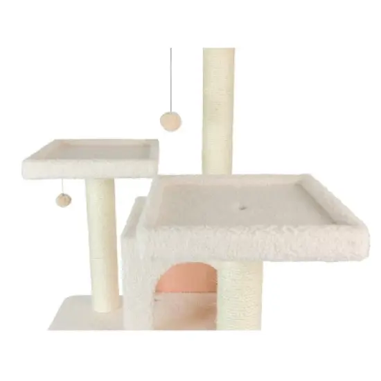Armarkat B7701 Classic Real Wood Cat Tree In Ivory, Jackson Galaxy Approved, Multi Levels With Ramp, Three Perches, Two Condos image {7}