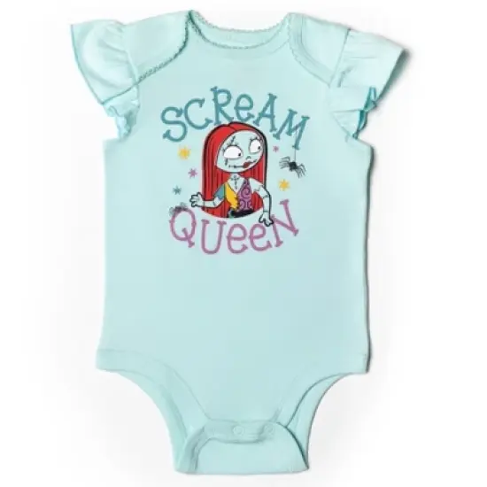 Disney Nightmare Before Christmas Zero Sally Jack Skellington Baby Girls Bodysuit Pants and Headband 3 Piece Outfit Set Newborn to Infant  image {1}