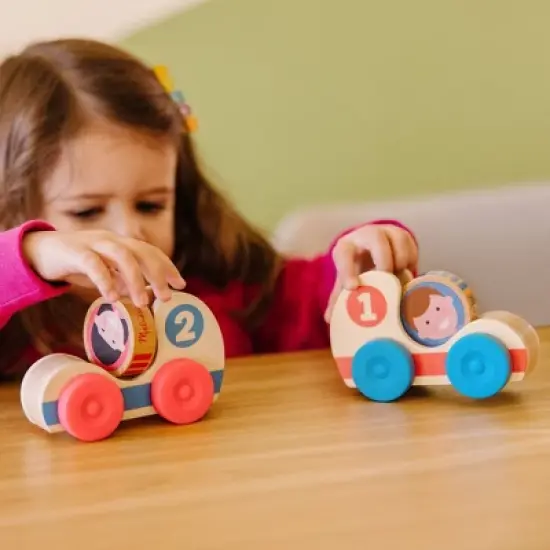 Melissa & Doug GO Tots Wooden Race Cars (2 Cars, 2 Disks) image {1}