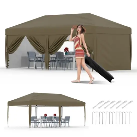 10x20 ft Heavy-Duty Pop-Up Outdoor Canopy with 6 Walls, 3 Heights. Includes Bag, Weights, Stakes & Ropes image {8}