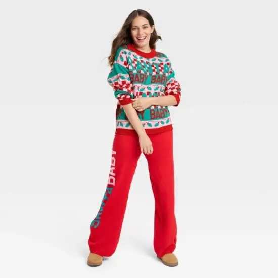 Women's Santa Baby Graphic Sweater Pants - Red image {3}