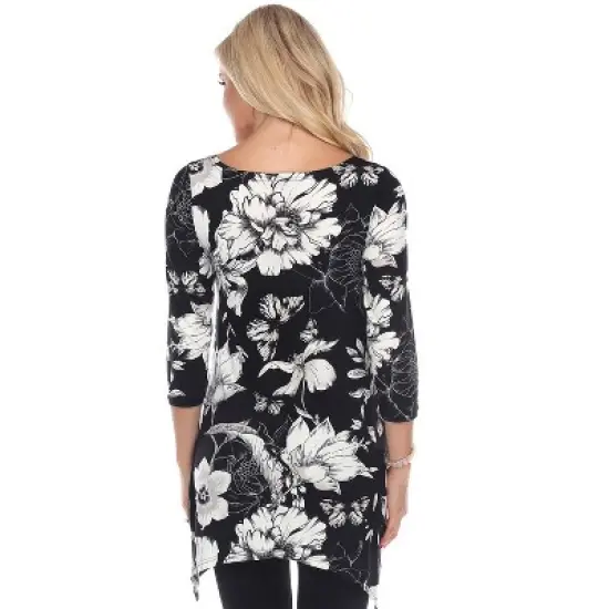 Maternity Floral Scoop Neck Tunic Top with Pockets - White Mark image {2}